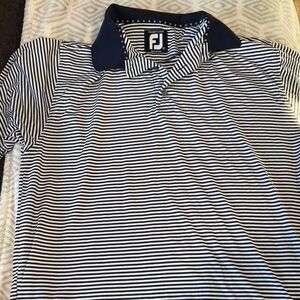 Men's Striped Polo Shirt - Navy and White